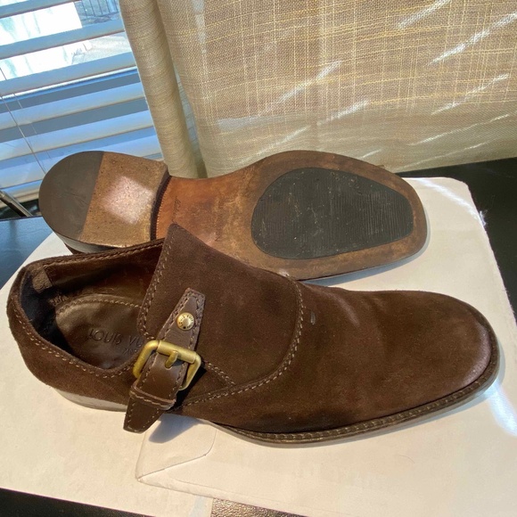 MEN' LOUIS VUITTON BROWN SUEDE LEATHER Cowboy SHOES ANKL BOOTS western 6 loafers - Picture 9 of 9